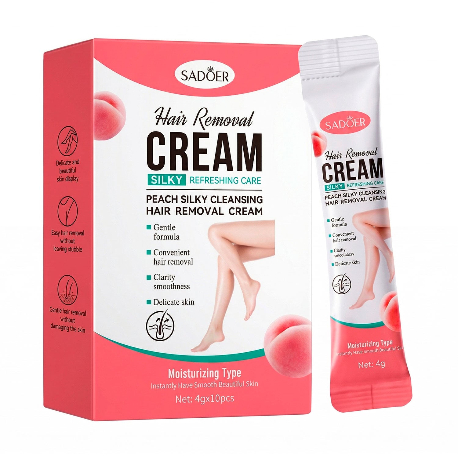 Крем для депіляції Sadoer Peach Silky Cleansing Hair Removal Cream, 10*4 г
